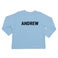 T-shirt til babyer med navn - Langærmet - Babyblå - 62/68