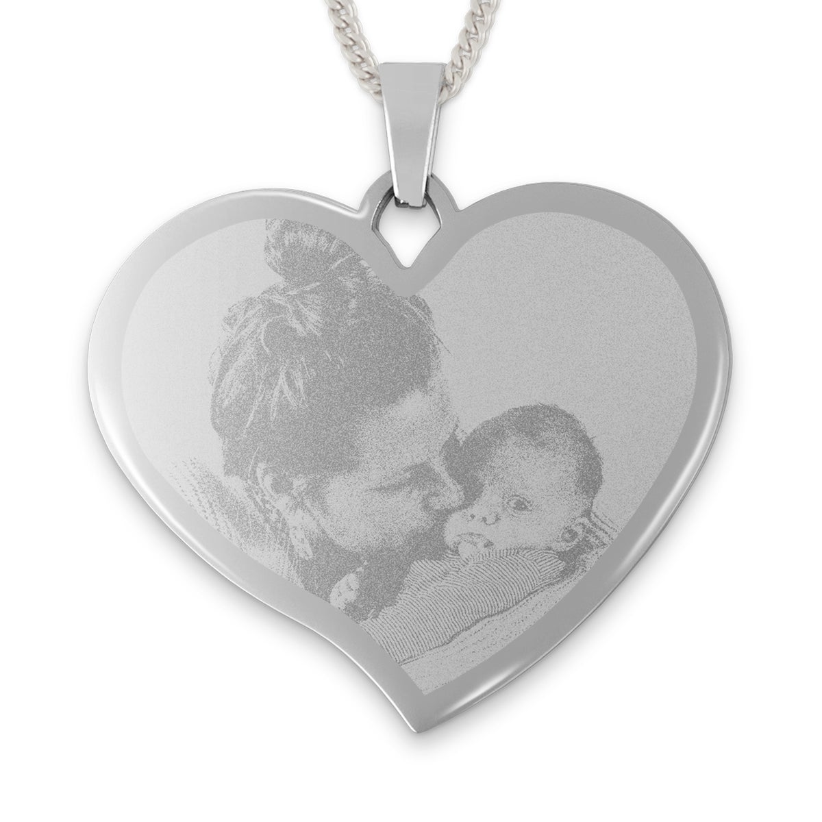 Zawieszka serce ze zdjęciem - duża - srebrna
