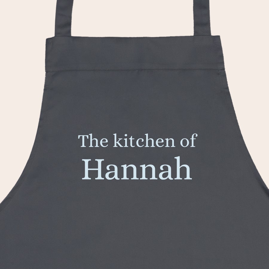 Personalised Kitchen Apron - Grey Personalised Kitchen Apron - Grey
