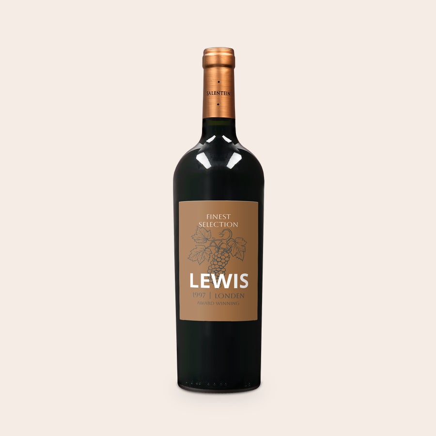 Personlig Salentein Malbec Butelka salentyna malbec z personalizowaną etykietą ze zdjęciem i tekstem LEWIS 1997 LONDEN