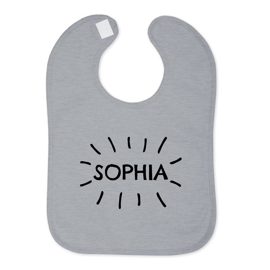 Personalised baby bib - Grey