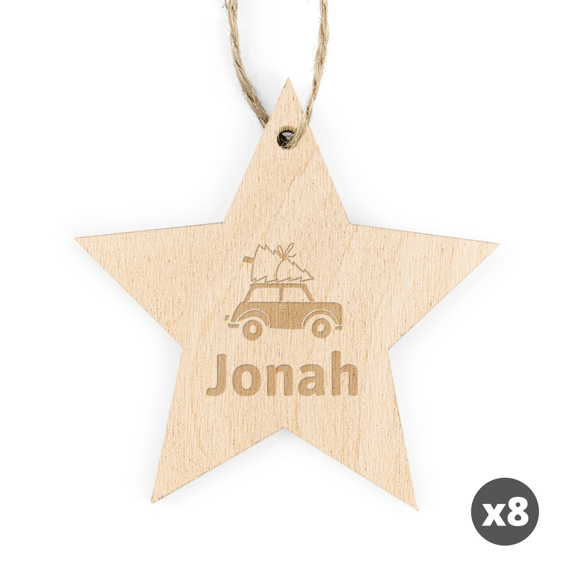 Houten kersthanger met naam