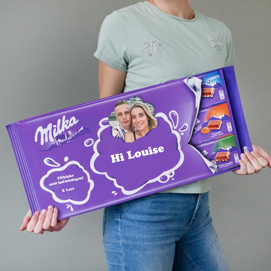 Gigantisk Milka chokoladebar med navn på