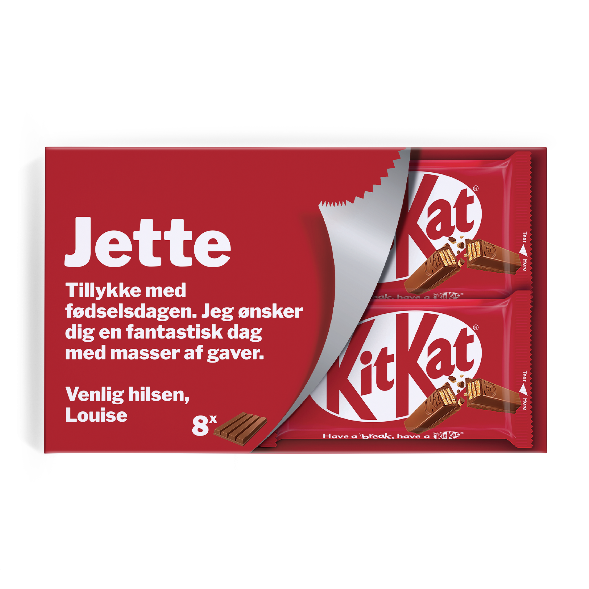 Personlig KitKat gaveæske med navn og billed
