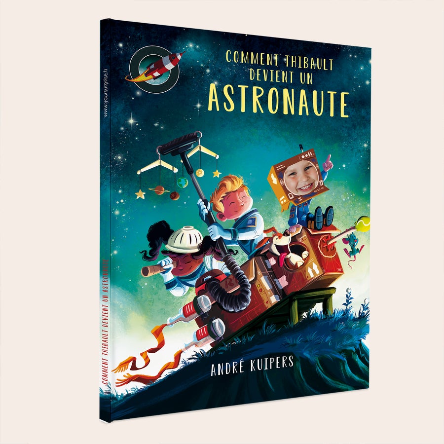 Comment puis-je devenir astronaute ? - Livre pour enfant personnalisé Livre personnalisé - Comment devenir astronaute ? - Couverture rigide avec le prénom Thibault et une photo d'enfant joyeux.