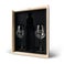 Wooden wine case - with engraved glasses