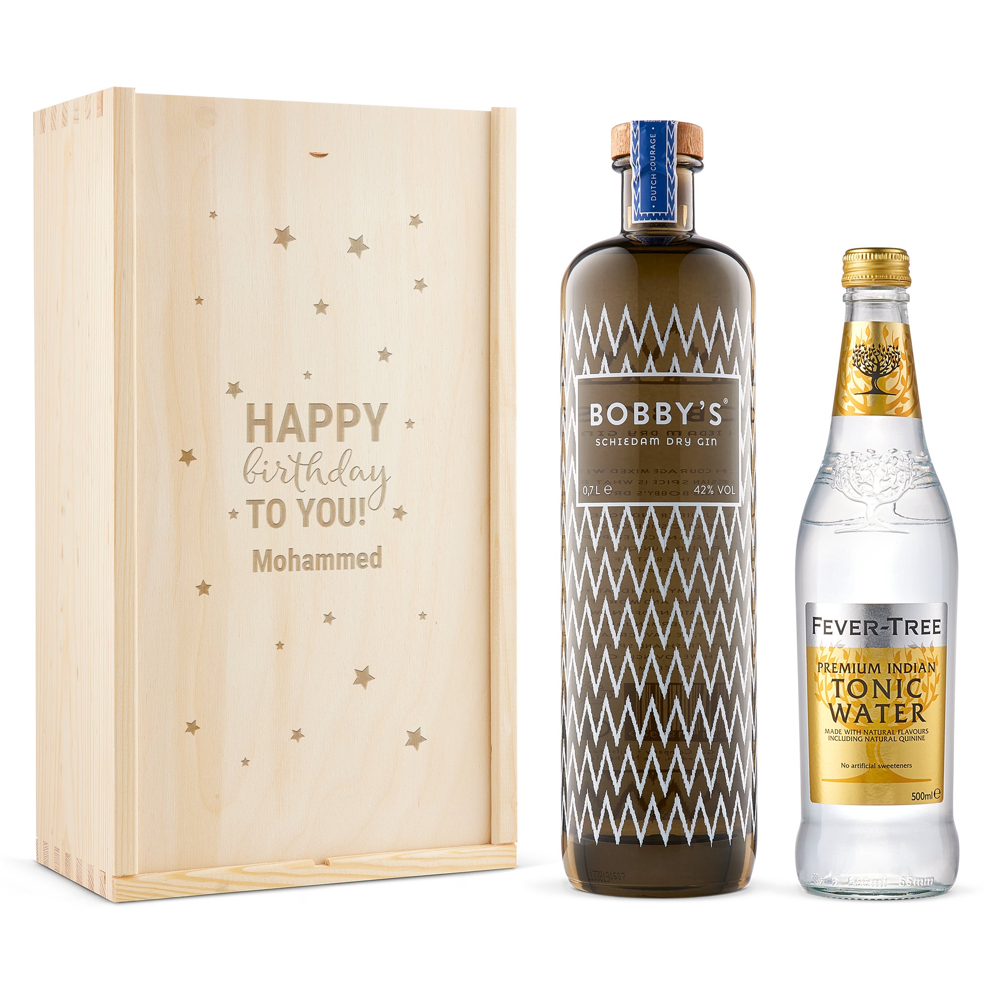 Personalised gin & tonic gift - Bobby's Gin - Engraved case