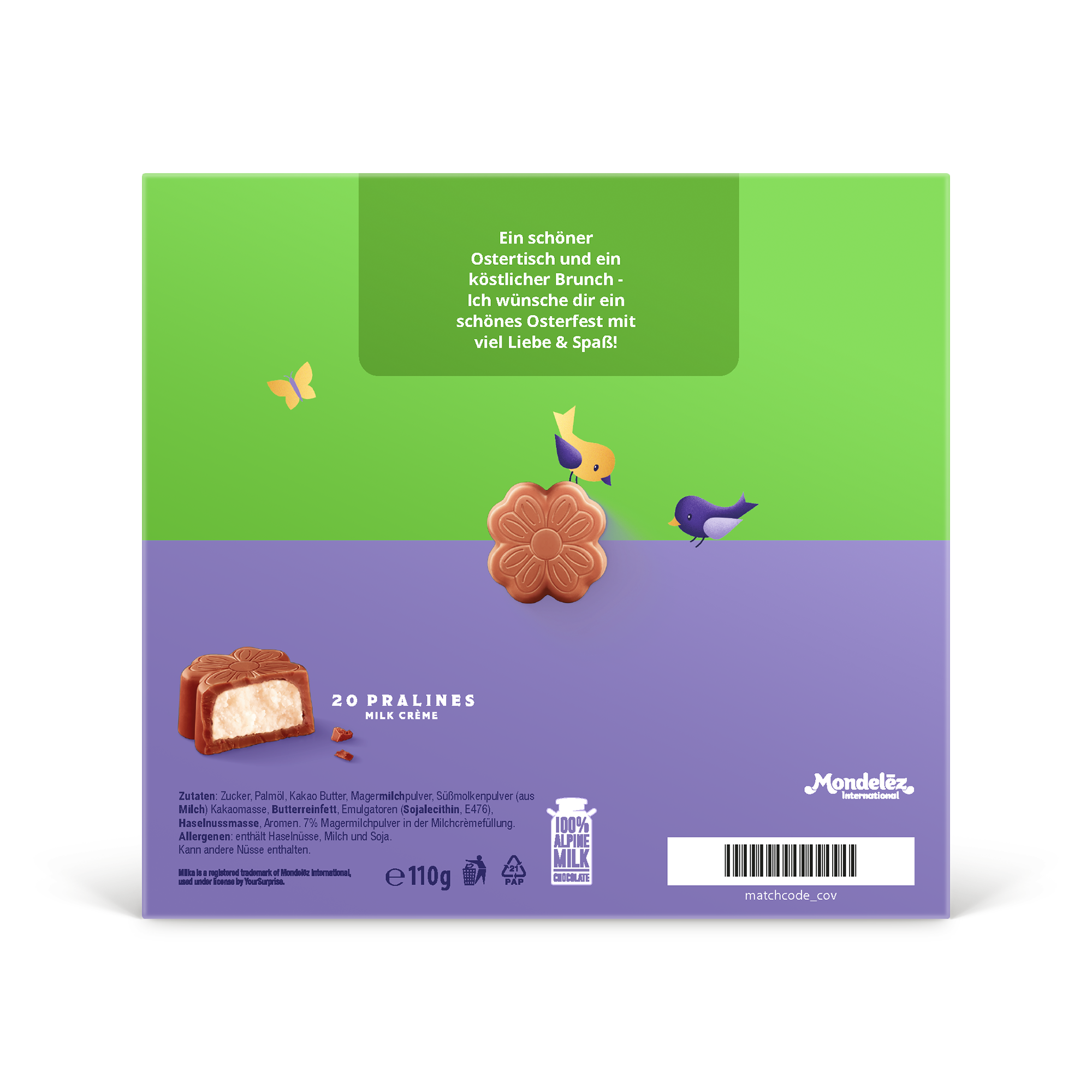 Personalisierte Milka 3D Geschenkbox - Ostern mit Wunschtext “Ein schöner Ostertisch und ein köstlicher Brunch Ich wünsche dir ein schönes Osterfest mit viel Liebe & Spaß”