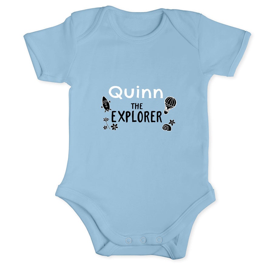 Romper bedrukken - Korte mouw - Babyblauw - 62/68