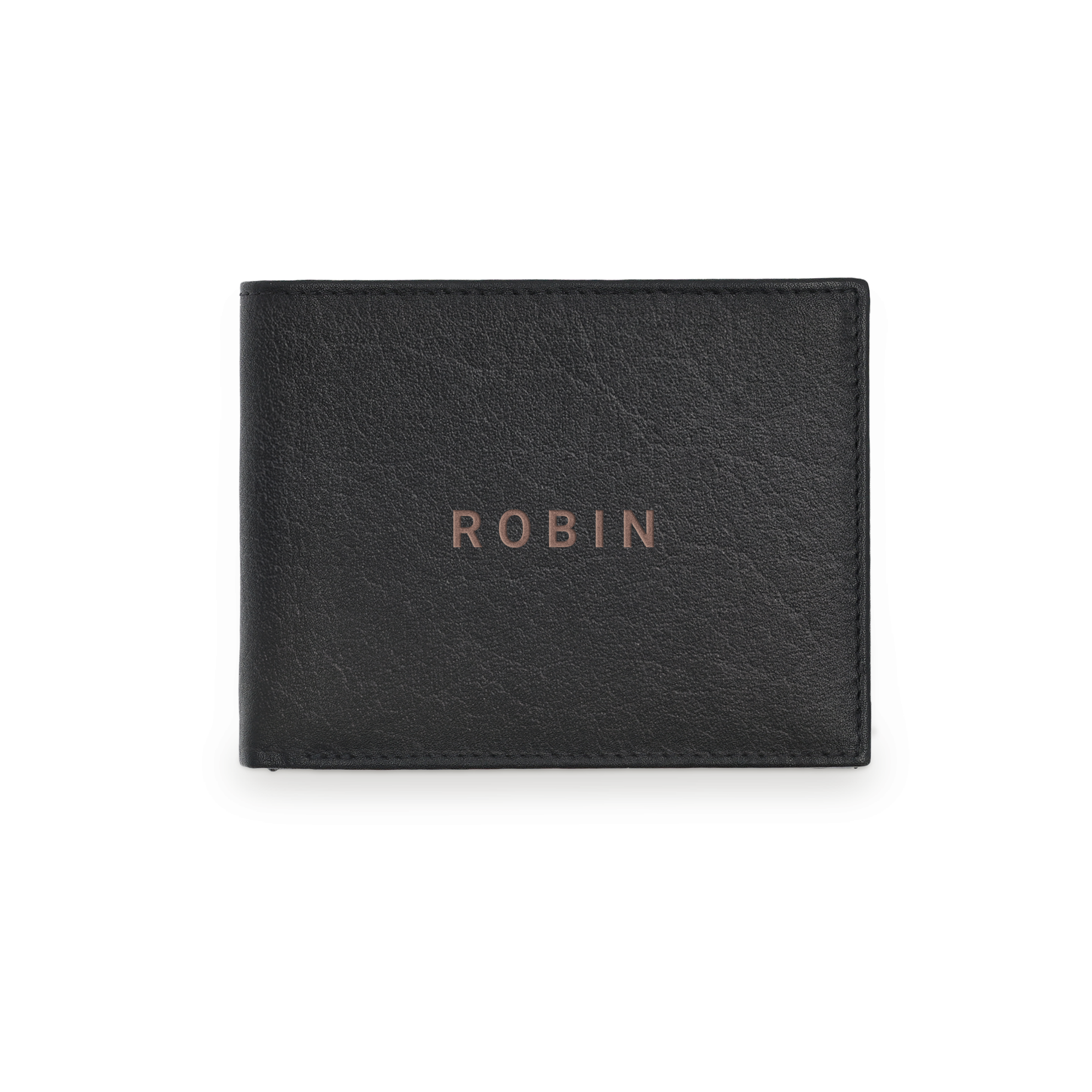 Personalised leather wallet - Engraved - Black 