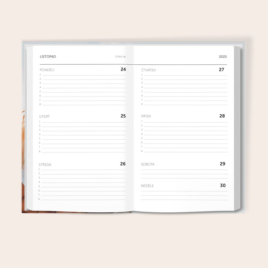 Školní diář 2025-2026 Otevřený personalizovaný školní diář s vnitřními stránkami kalendáře na listopad 2025 pro vysoké známky.