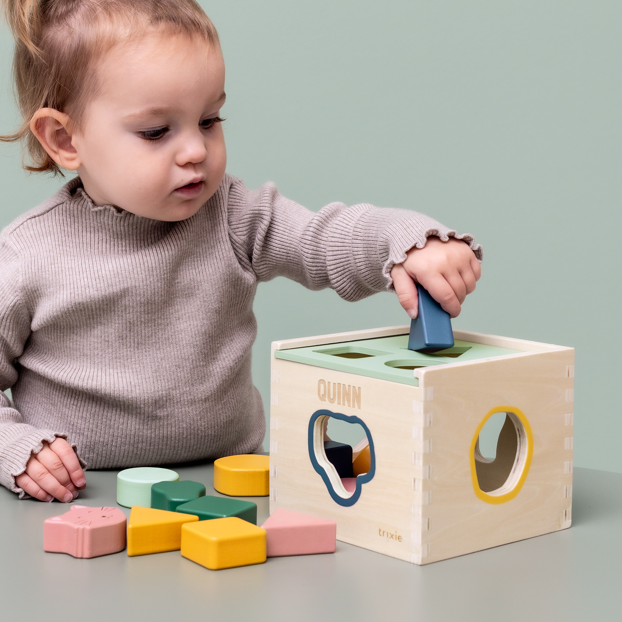 Personalised Trixie wooden sorting cube