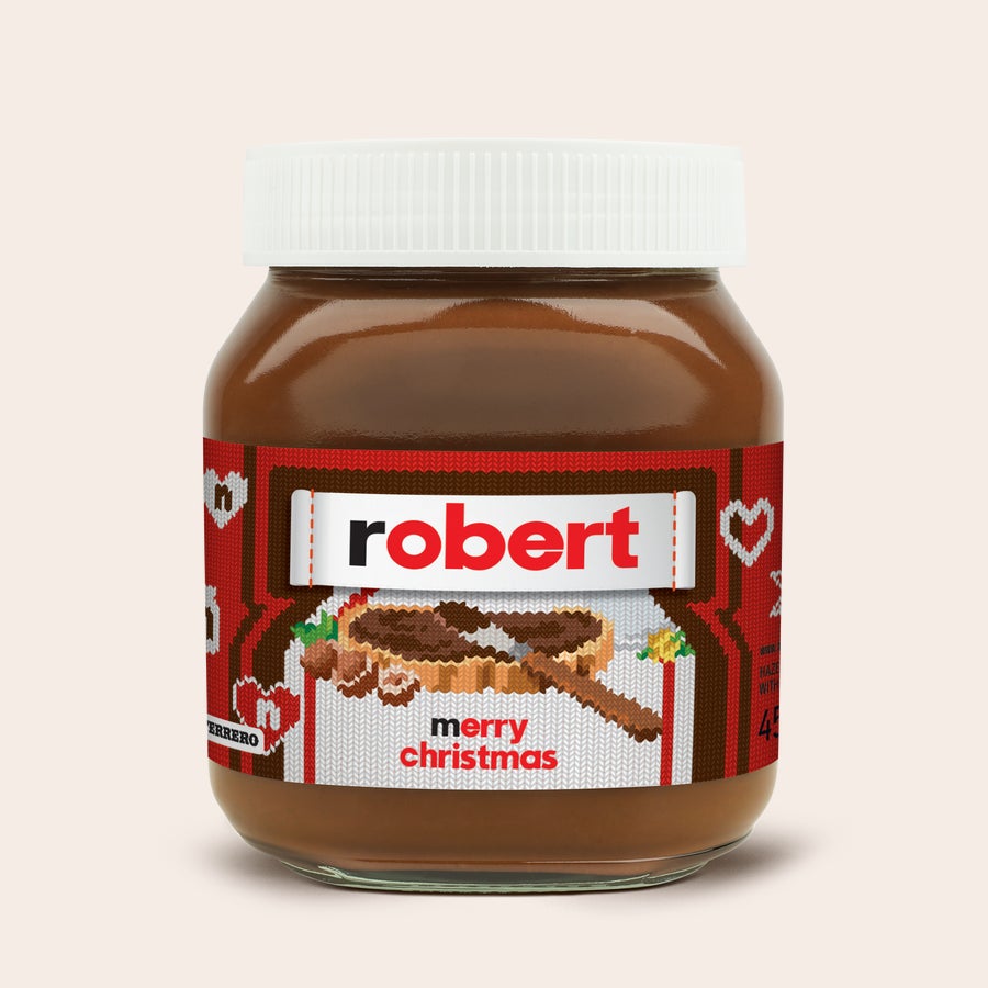 Personalised nutella® jar Personalised nutella® jar - 450 gr - Original with name Robert and Merry Christmas text printed on a festive label