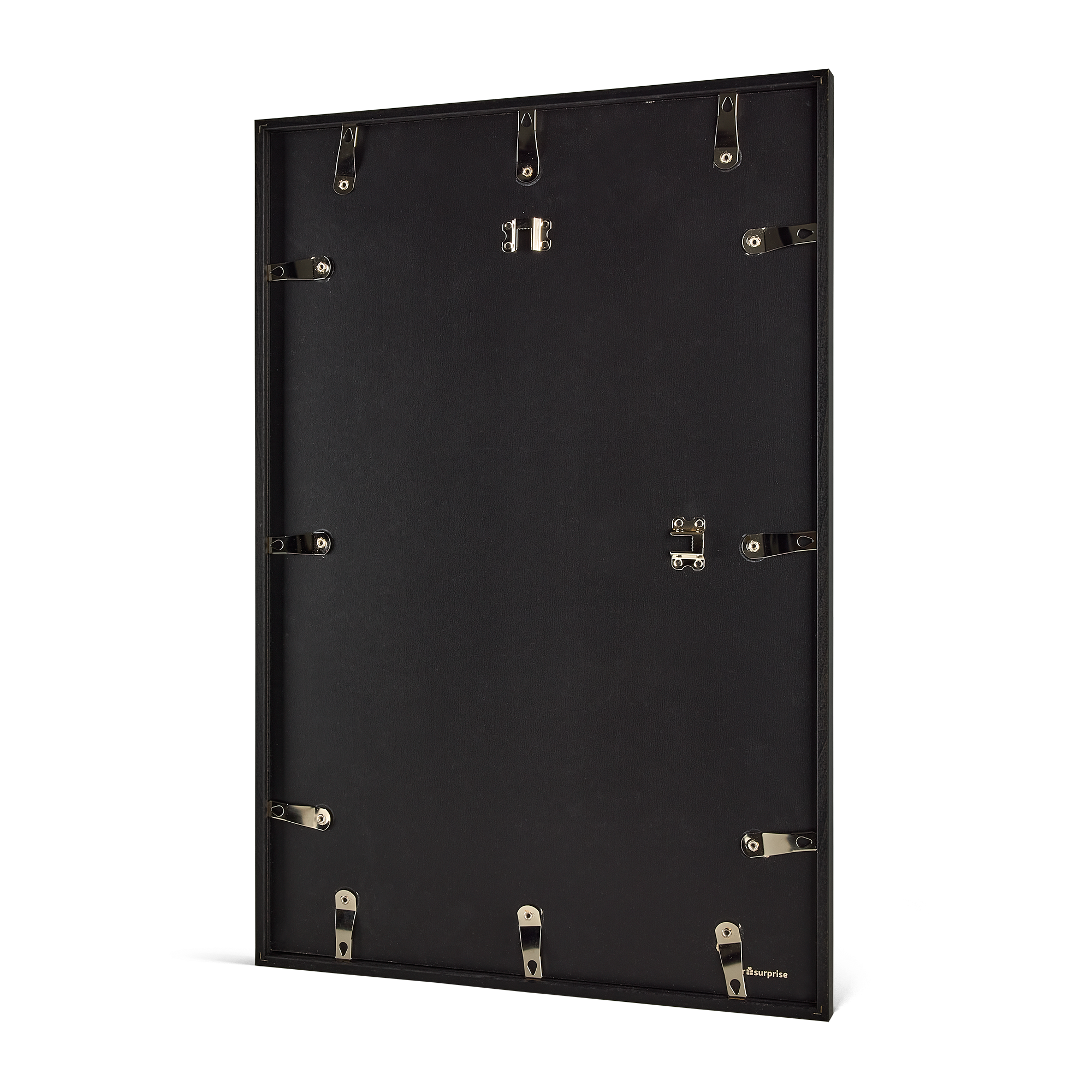 Rear view of a photo print to hang on your wall including a black frame showing the hanging mechanism