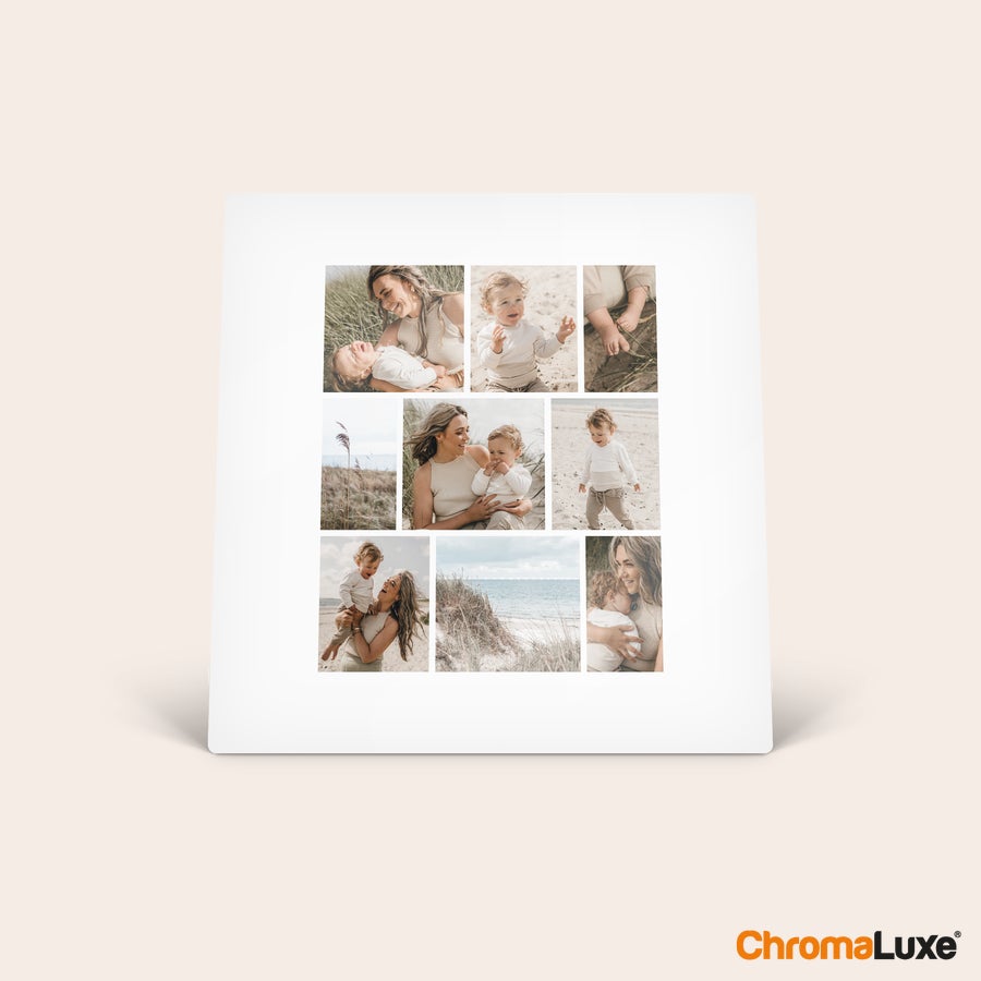 Metall bedrucken Dein schönstes Foto gedruckt auf Aluminium mit einer Fotocollage aus neun personalisierten Bildern.