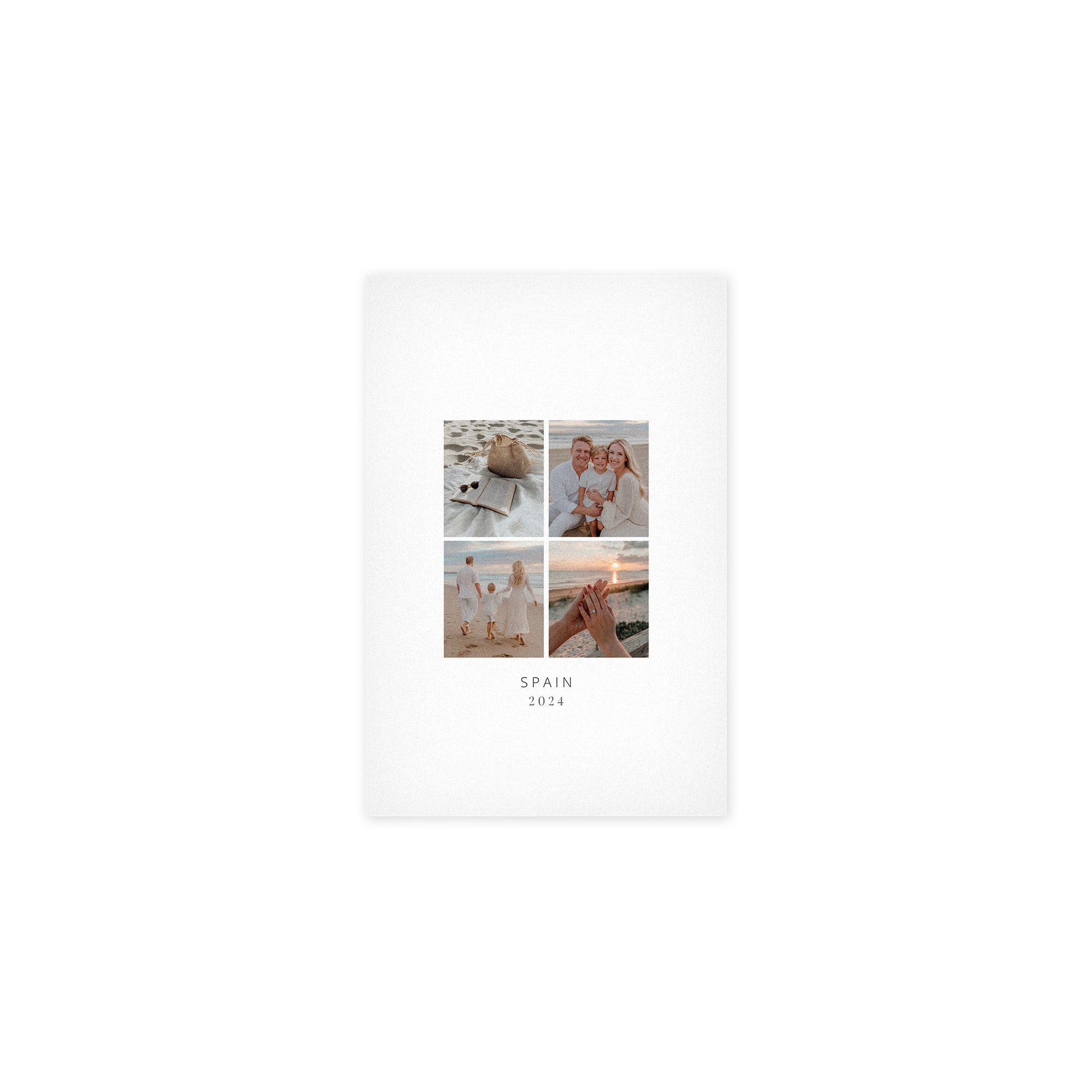 Custom photo on forex with four personalized images and text "Spain 2024" for wall decoration