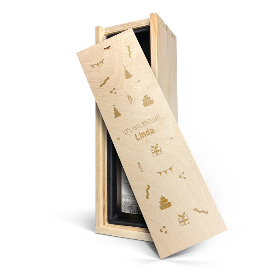 Personalised wine gift - Salentein - Primus Chardonnay - Engraved wooden case