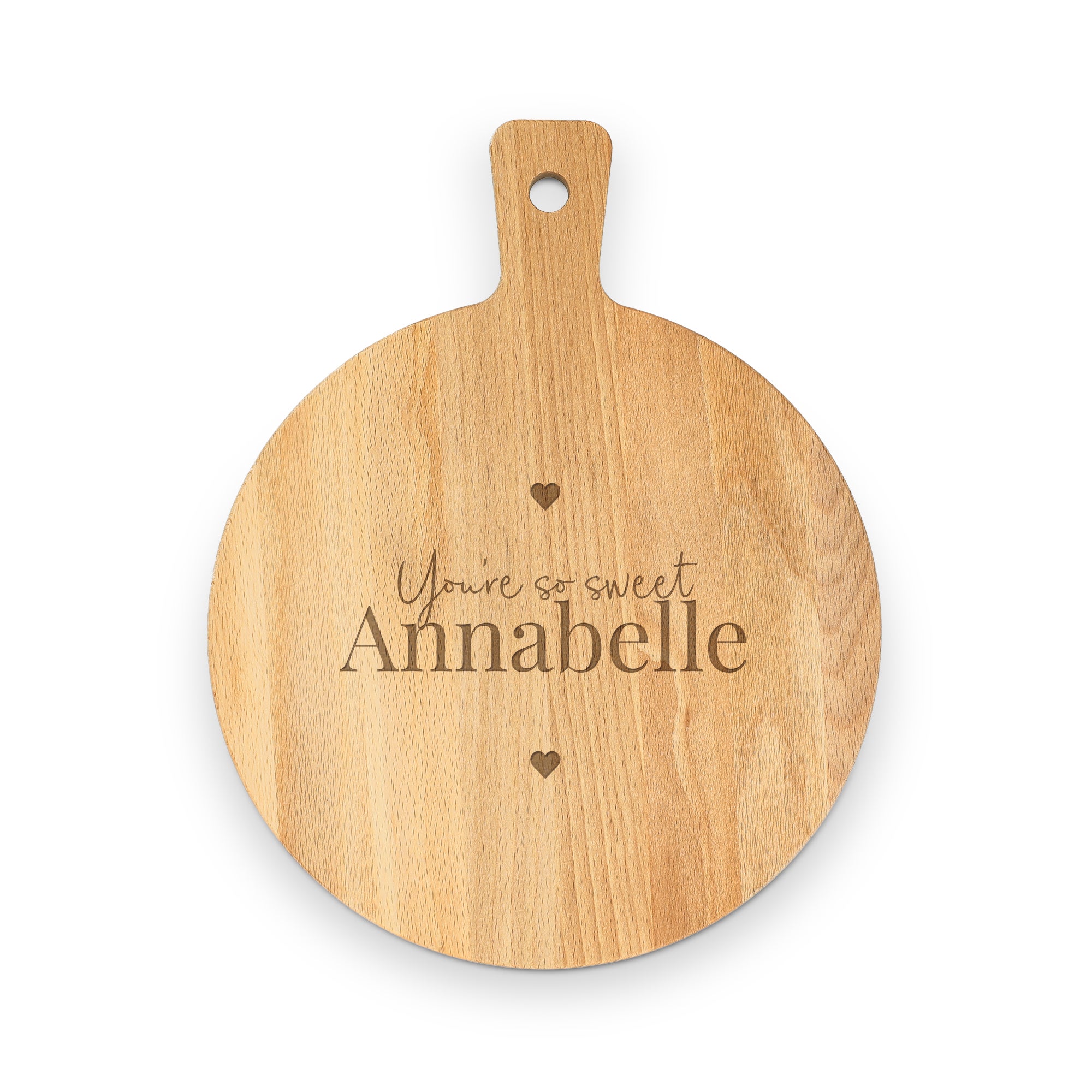 Personalised Serving Platter - Beech - Round - M - Engraved