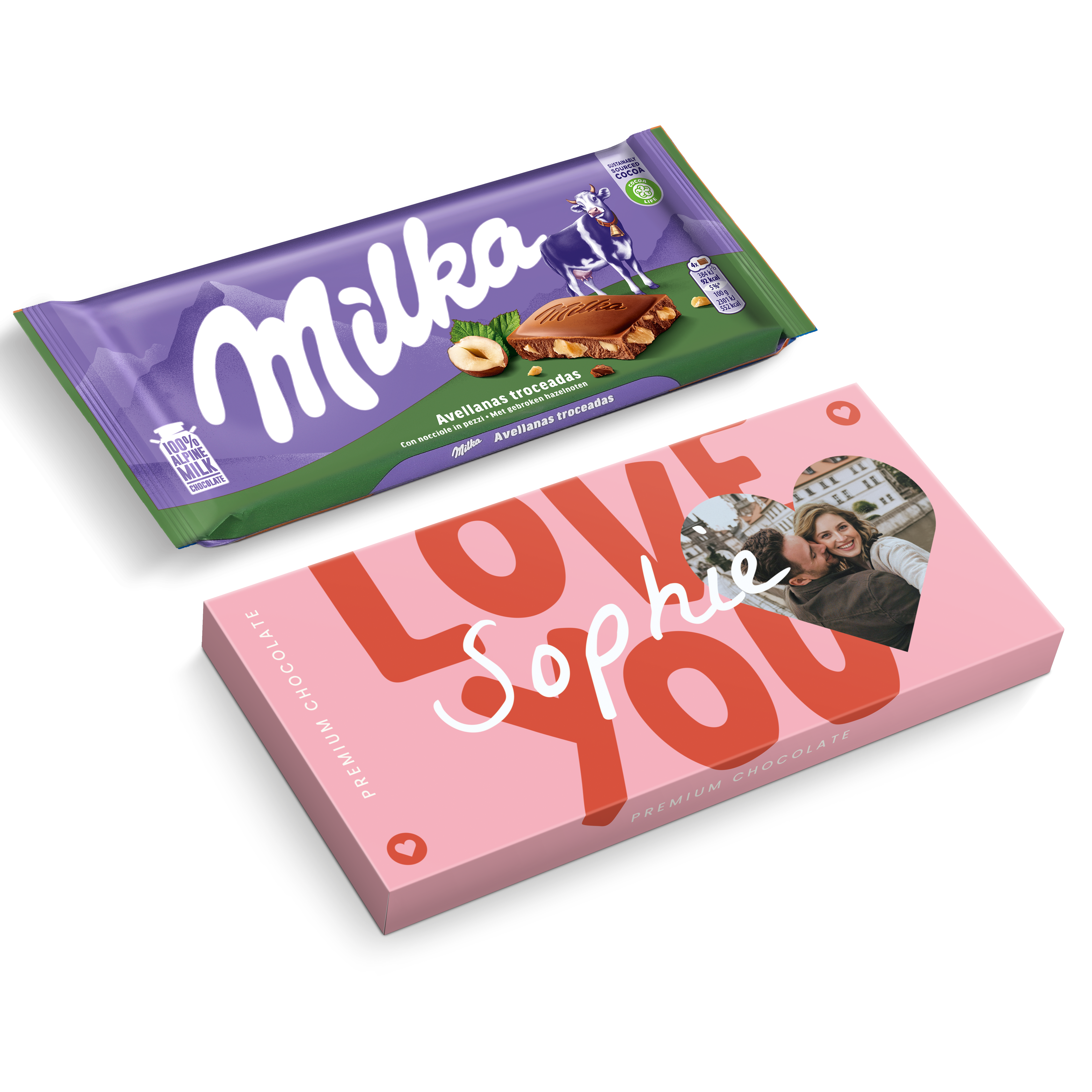 Personalisierte Milka-Schokoladen-Grußkarte