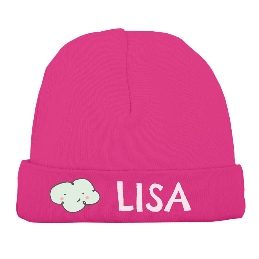 Bonnet naissance personnalisé - Fuchsia