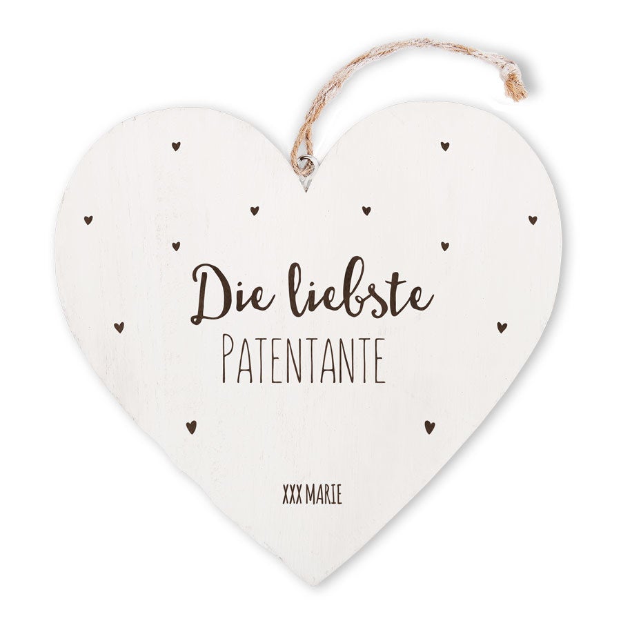 Patentante - Holzherz mit Gravur