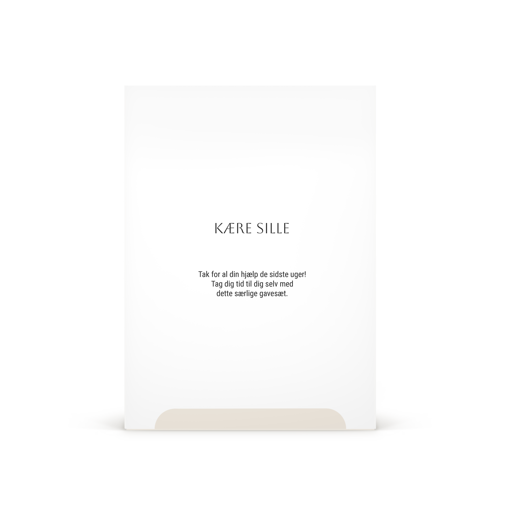 Hvid Kneipp hudplejesæt til kvinder med navnet "Sille" og trykt personlig hilsen