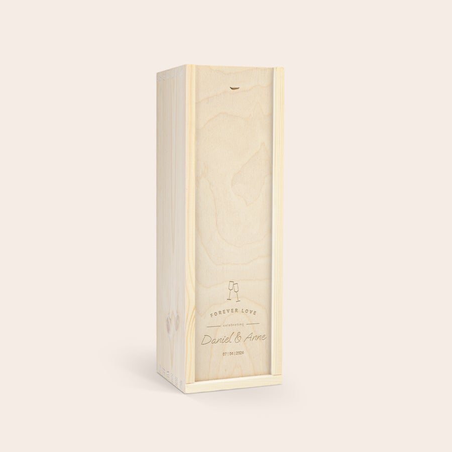 Champagne personnalisé - René Schloesser - 750ml Bouteille de champagne René Schloesser dans caisse personnalisée gravée avec prénoms Daniel & Anne et date