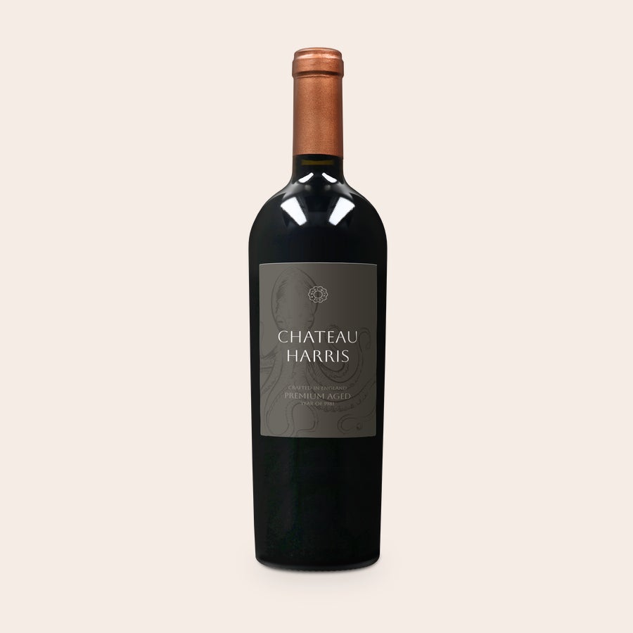 Salentein Primus Malbec com rótulo personalizado - impresso  Garrafa de vinho tinto Salentein Primus Malbec com rótulo personalizado e texto "Chateau Harris"