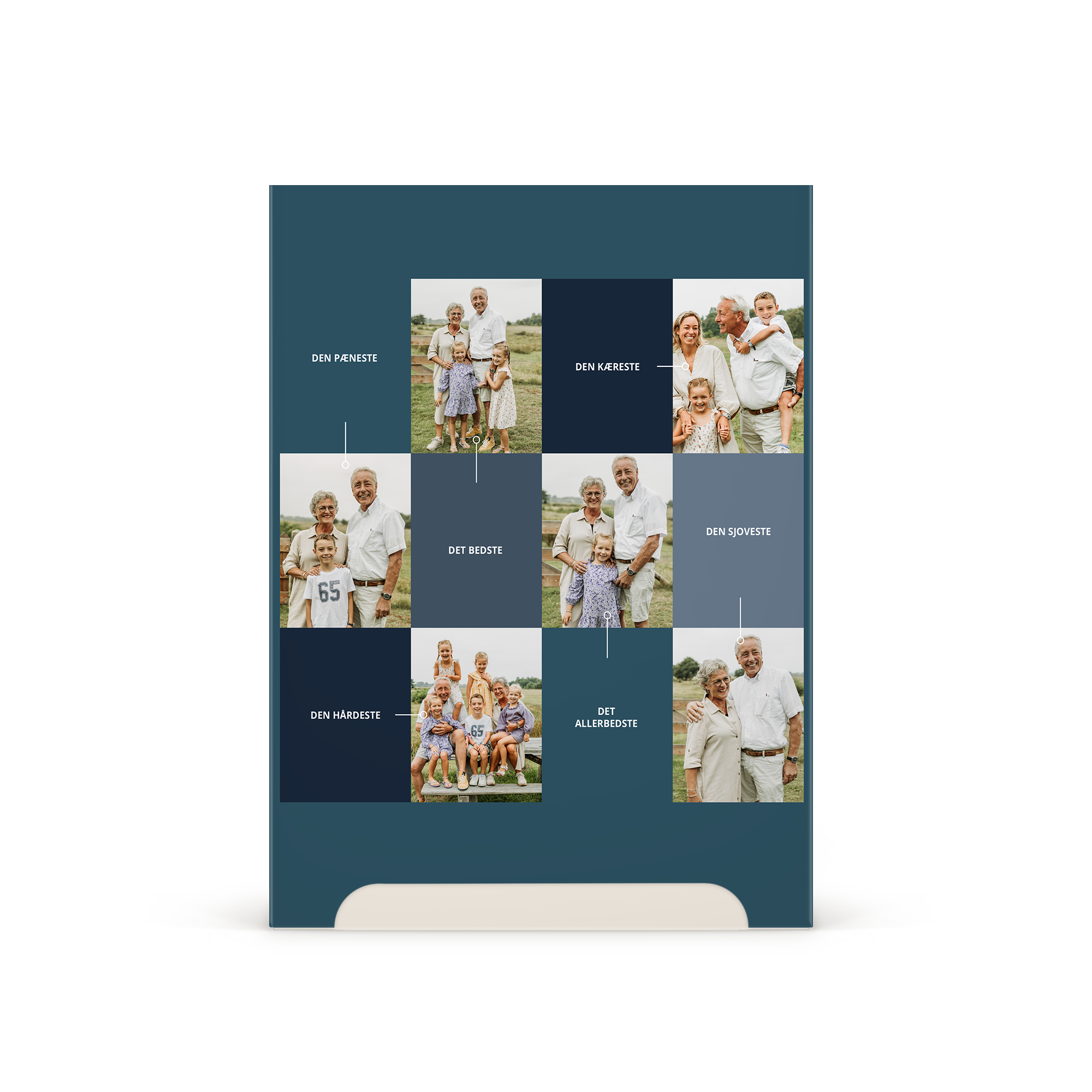 Personliggjort Kneipp hudpleje gaveæske til mænd med et collagefoto og tekst, der overrasker og forkæler ham.