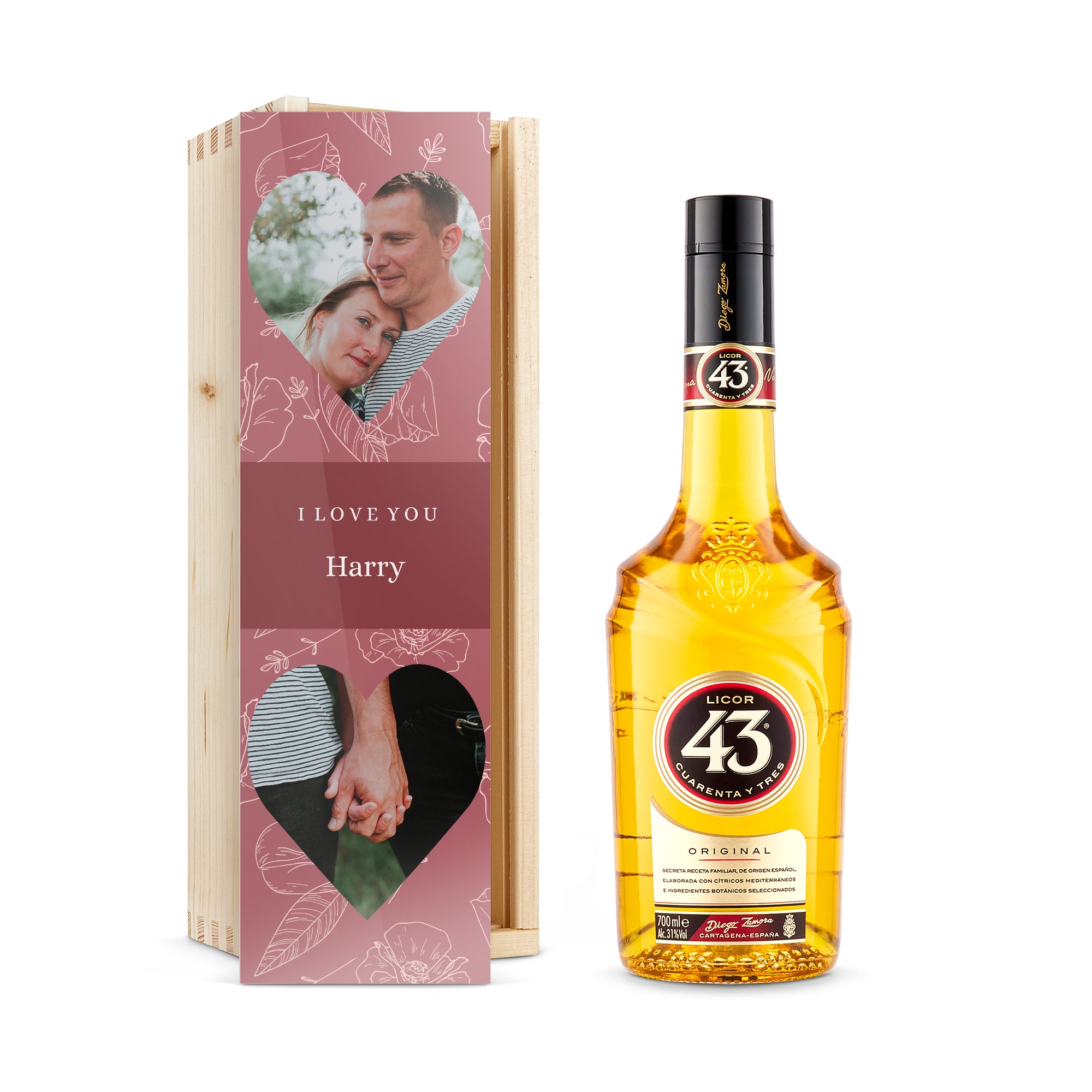 Personalised spirits - Licor 43 - Printed wooden case