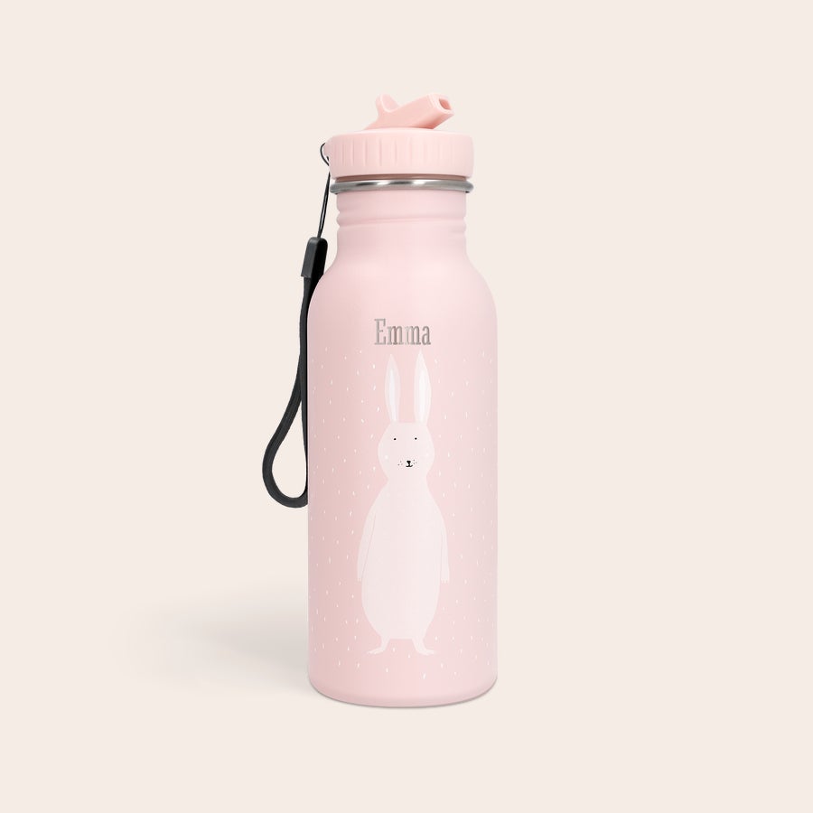 Gourde enfant trixie Bouteille d'eau rose Trixie en acier inoxydable avec motif lapin et nom Emma gravé au laser, personnalisée
