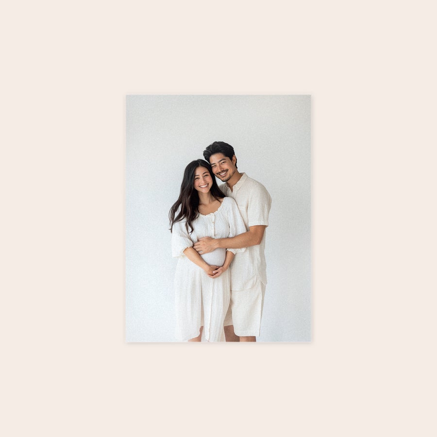 Foto em forex - panel PVC Foto no forex personalizada com casal grávido sorridente, uma ótima decoração de parede