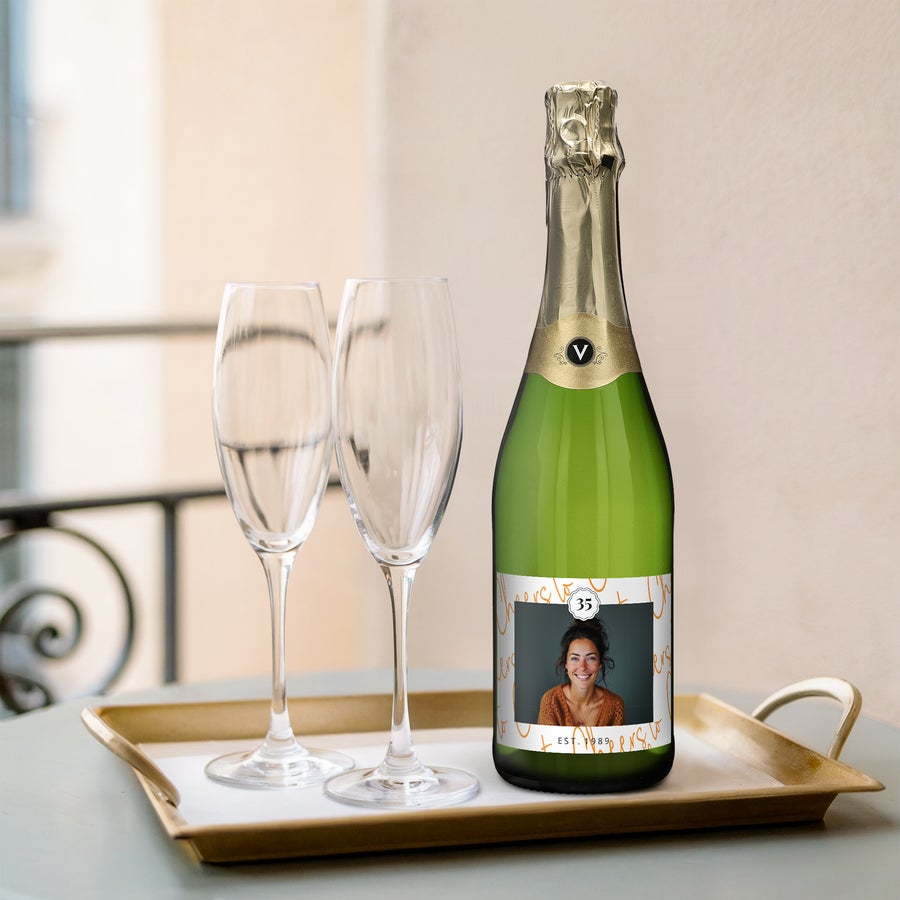 Vino Vintense Blanc 0% Personalizzato Bottiglia di Vino Vintense alcool-free con etichetta personalizzata con foto e numero 35