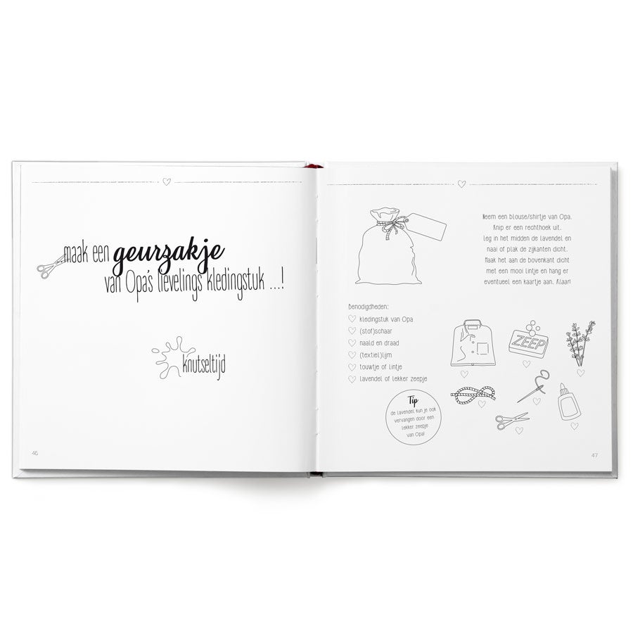Boek "Lieve Opa, omdat ik je zo mis" met naam