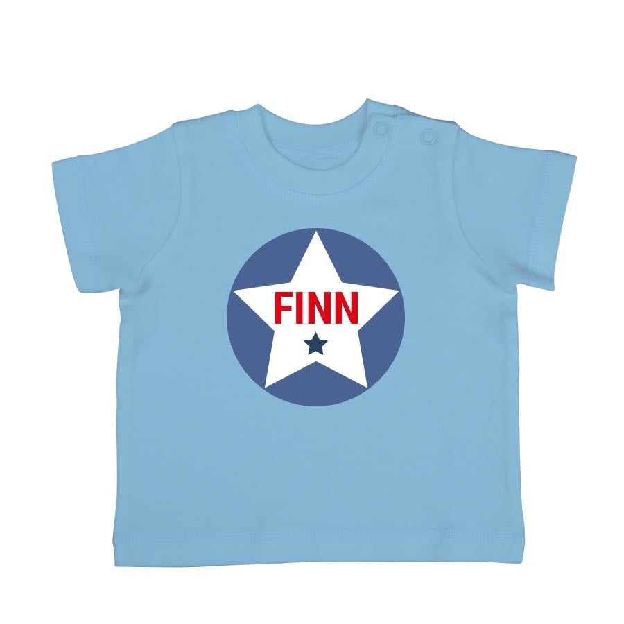 Baby shirt bedrukken - Korte mouw - Babyblauw - 50/56