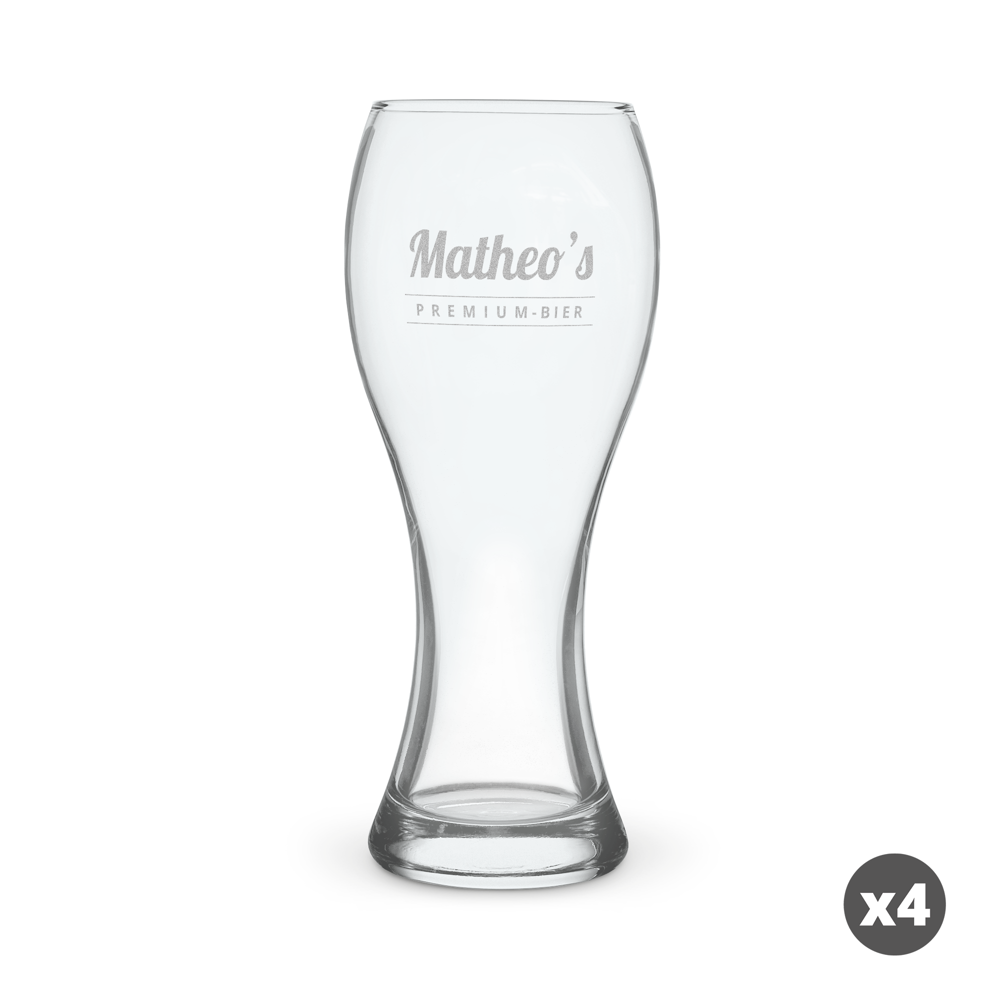 Personalisiertes Weizenbierglas, graviert mit dem Namen "Matheo's Premium Bier", für dein Lieblingsbier