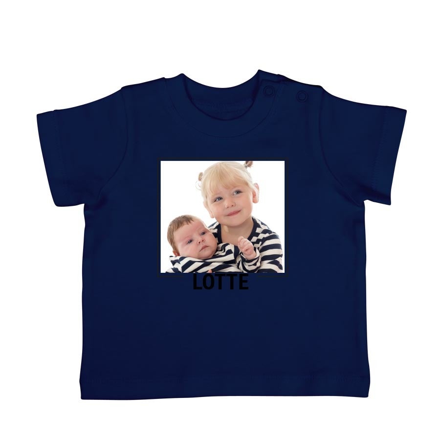 Baby shirt bedrukken - Korte mouw - Navy - 62/68