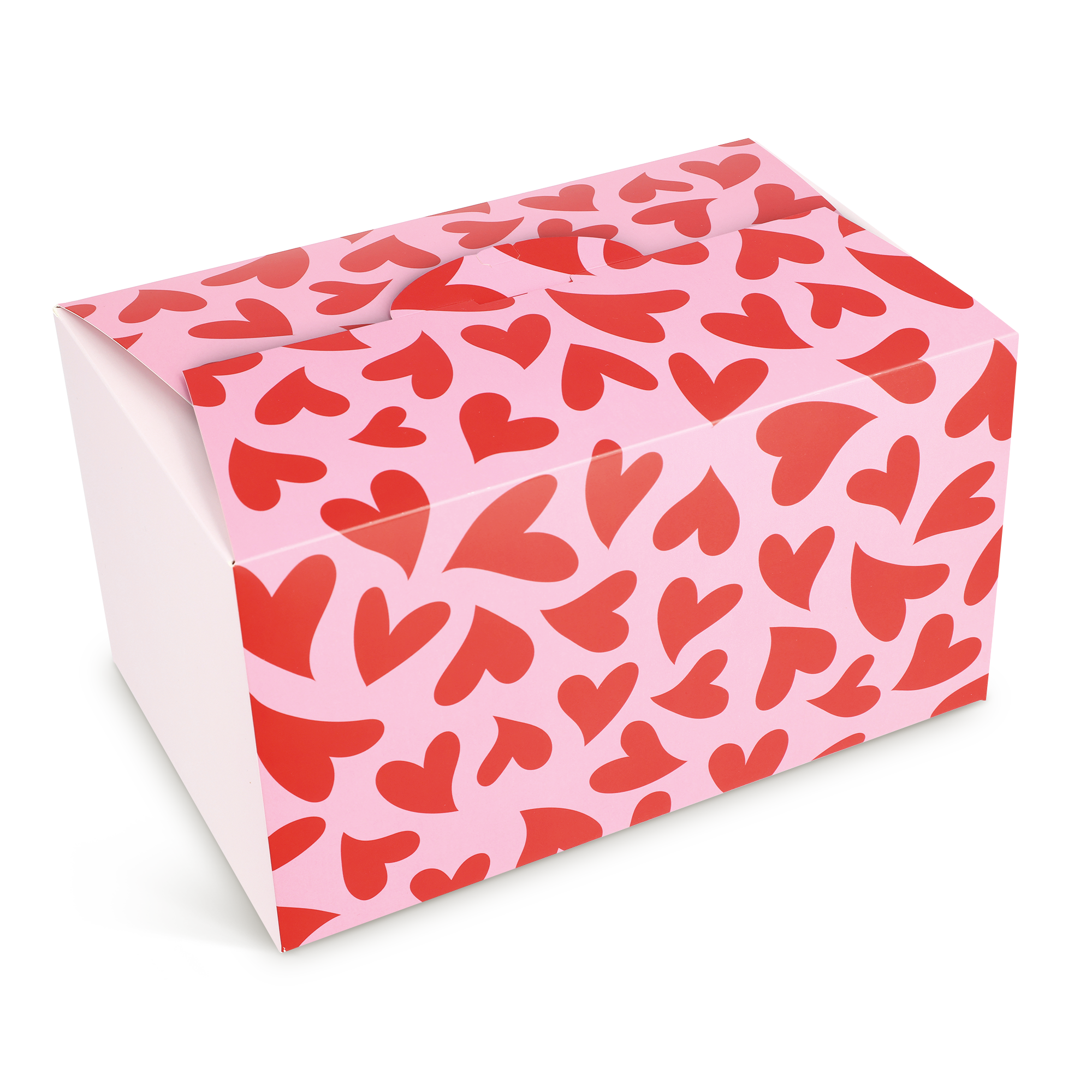 Gift box with a pink heart pattern for a Teddy Bear with Milka Heart