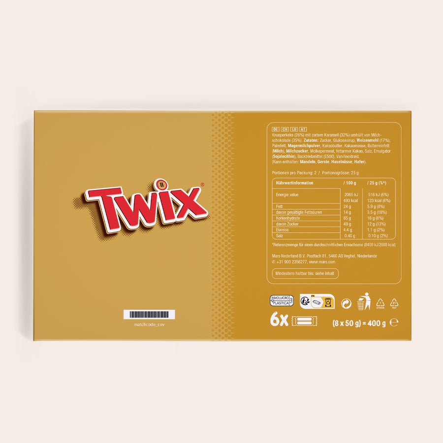 Mega Twix Riegel mit Name und Foto personalisieren Personalisierter Twix Schokoriegel im Paket, bedruckt mit Wunschdesign für ein einzigartiges Personalisiertes Twix Geschenk.