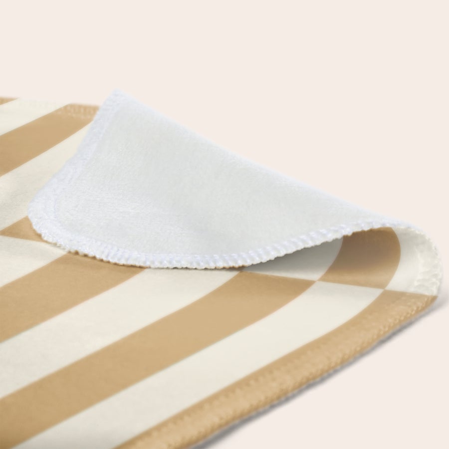 Coperta in pile con foto Coperta in pile stampata con motivo a righe beige e bianche, personalizzabile per il tuo lettino