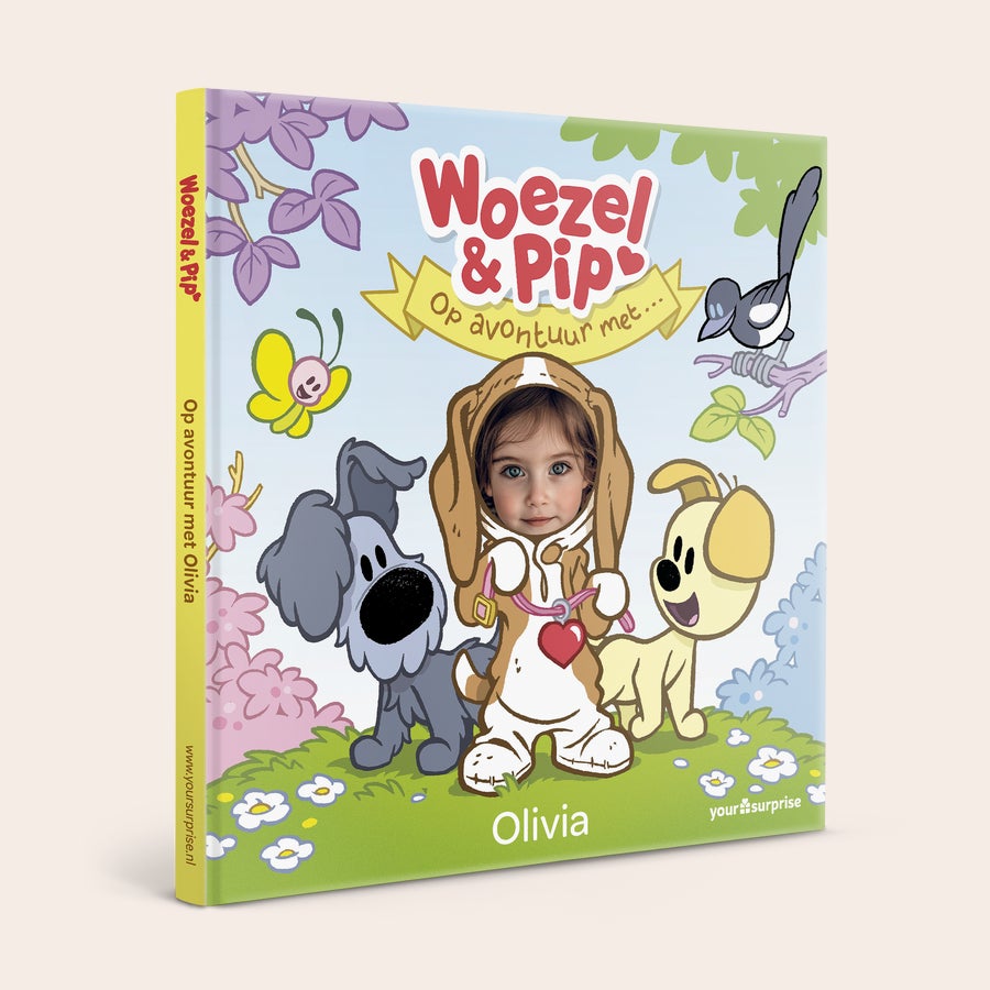Gepersonaliseerd kinderboek - Woezel & Pip 'op Avontuur met' Woezel & Pip persoonlijk kinderboek met de naam Olivia en een foto van een meisje, voorlezen wordt magisch