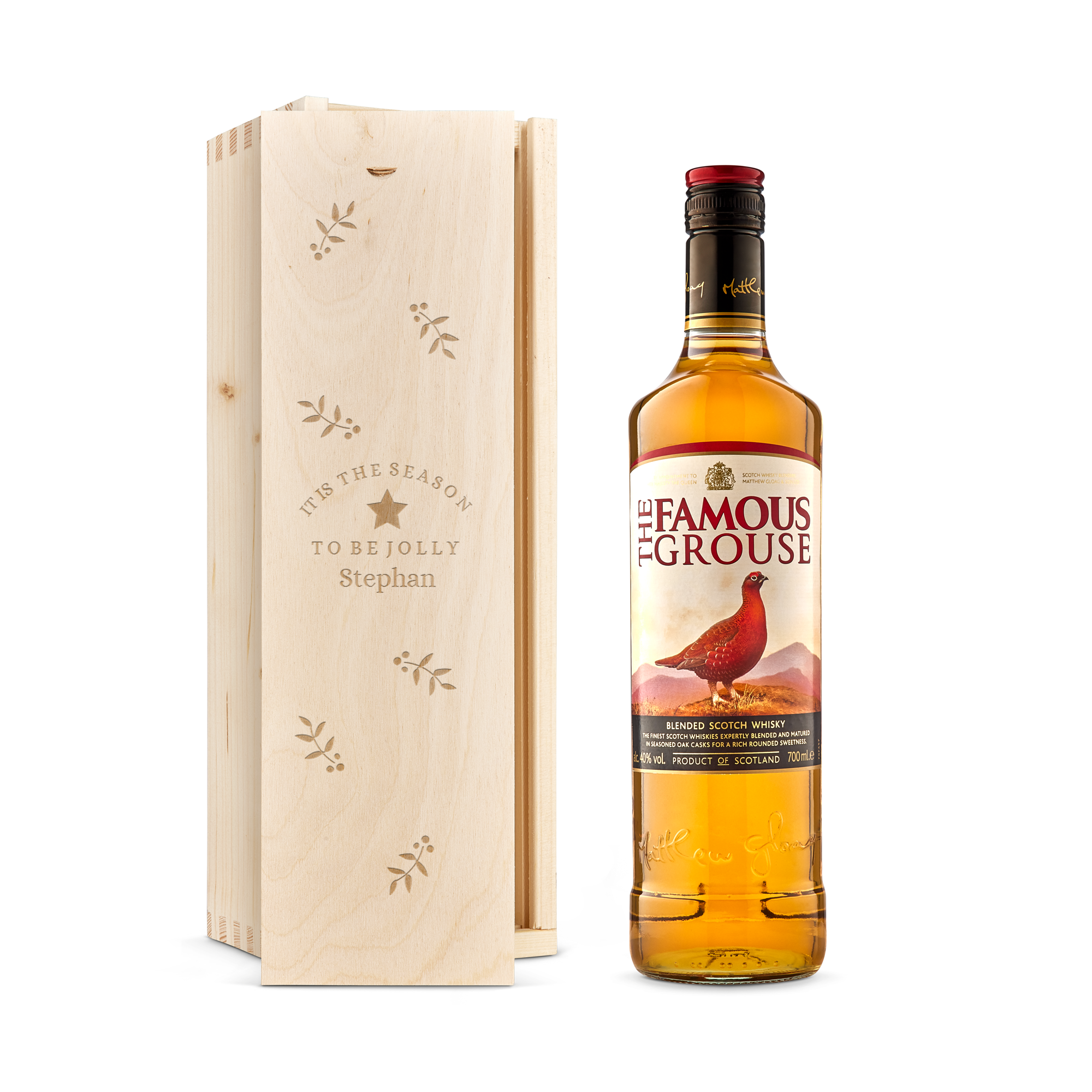 Whisky in gegraveerde kist - The Famous Grouse