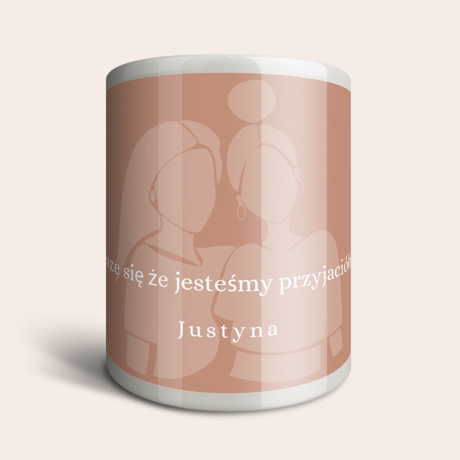Personalizowana skarbonka Personalizowana skarbonka z nadrukiem przyjaciółek i imieniem Justyna, Stwórz Swojego Wyjątkowego Towarzysza Oszczędzania