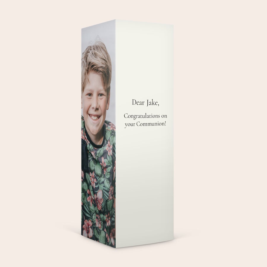 Caixa de oferta personalizada para rebuçados Red Band Caixa de presente de doces personalizada com foto de menino e mensagem impressa