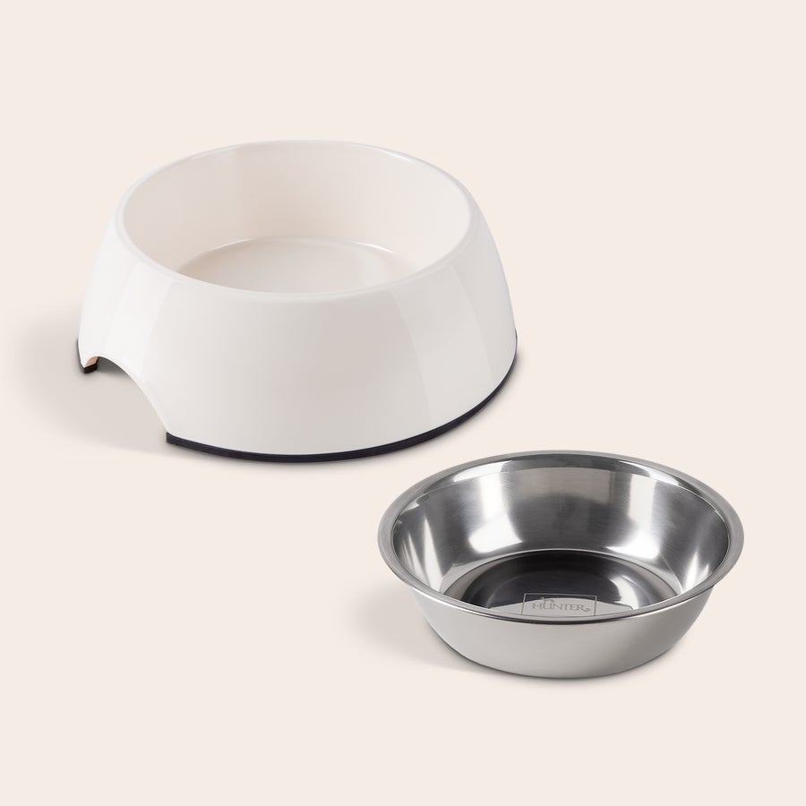 Gamelle pour chien Gamelle personnalisée en mélamine blanche avec bol intérieur amovible en acier inoxydable pour chien