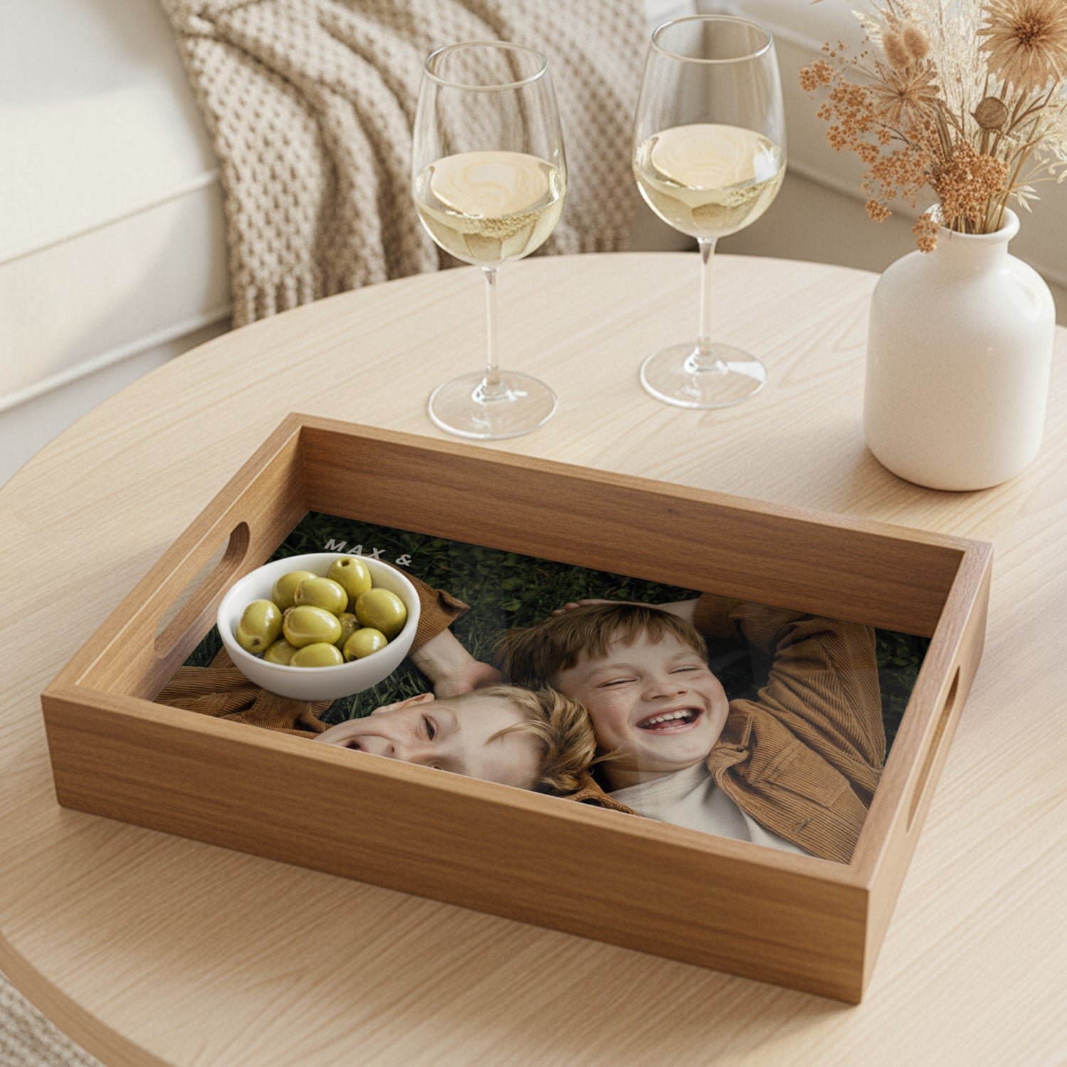 Personalizowana tacka na zdj�cia - Prostok�t - Be�owy - 23,5 x 37 cm