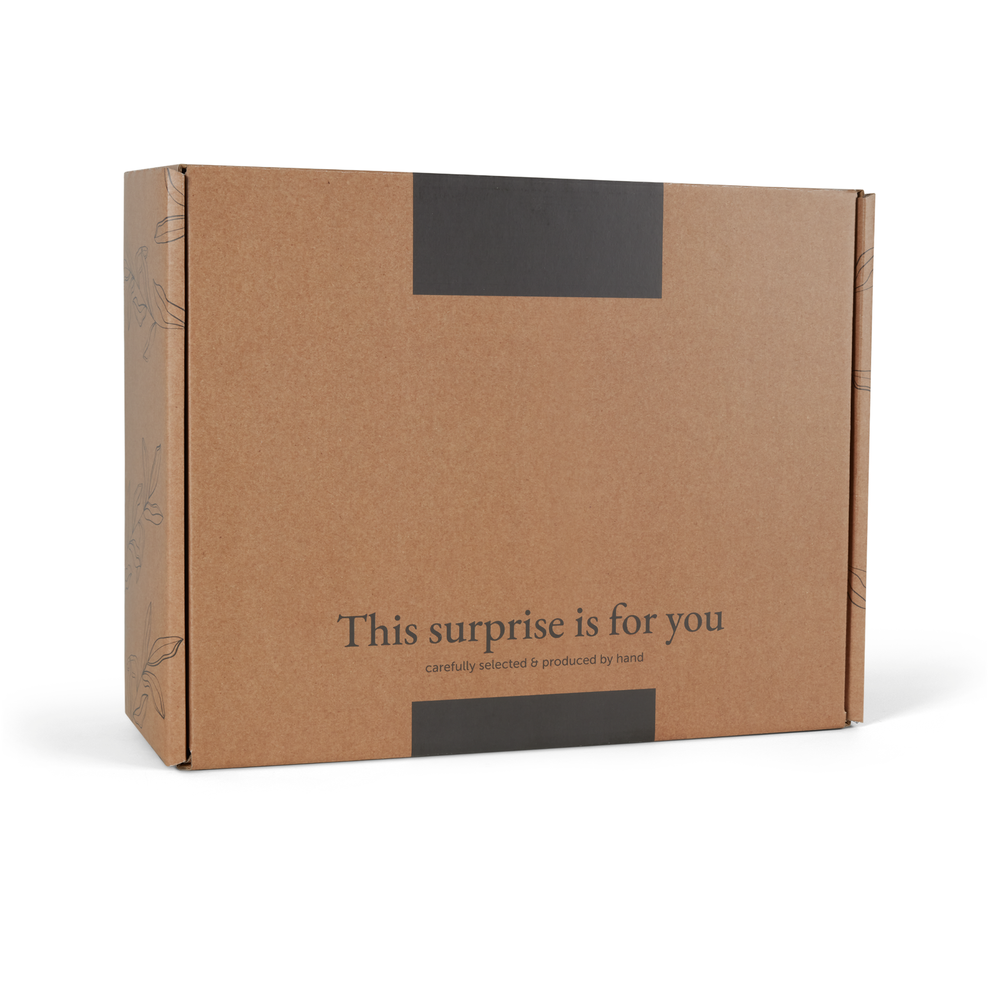 Brun gaveæske med teksten "This surprise is for you" perfekt til at forkæl en øl-entusiast med en øl gaveæske med personlige glas.