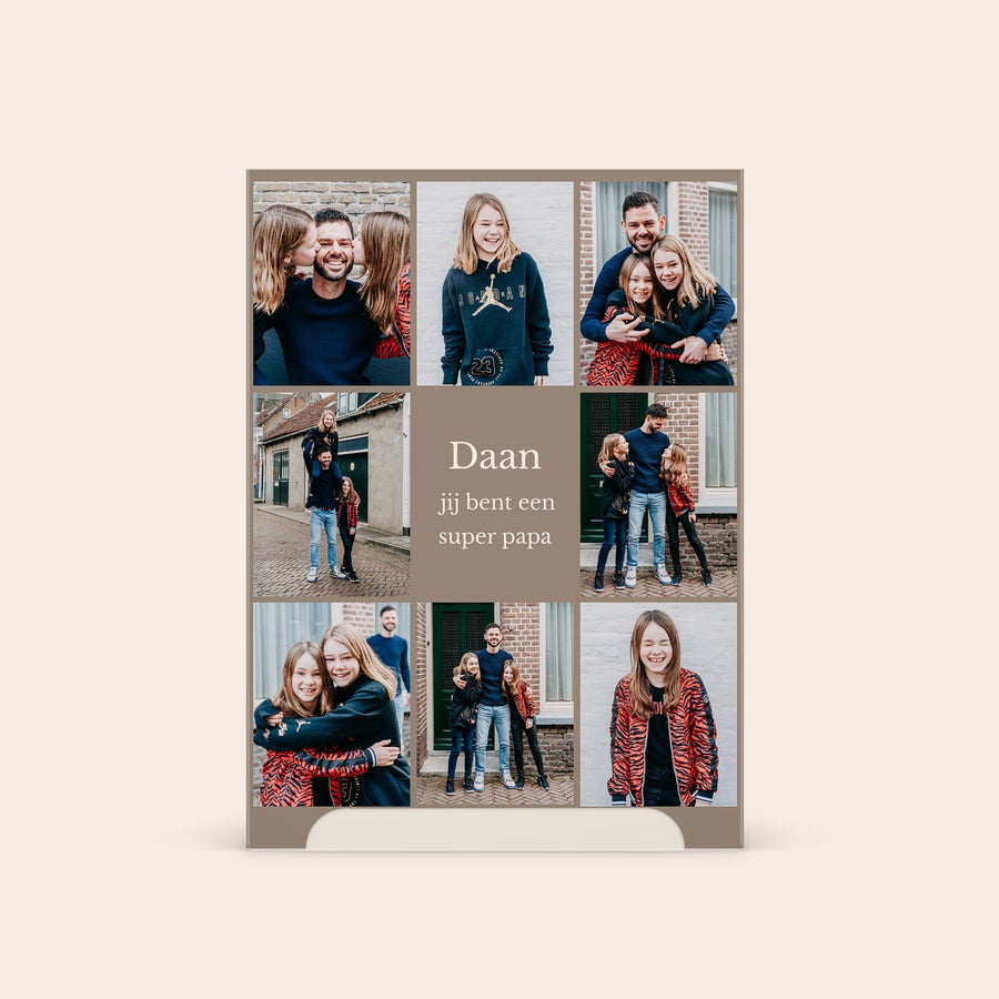 Kneipp Me-Time set gift box Gepersonaliseerde fotocollage met een vader en dochters, bedrukt met de tekst Daan jij bent een super papa, om ze te verrassen en verwennen