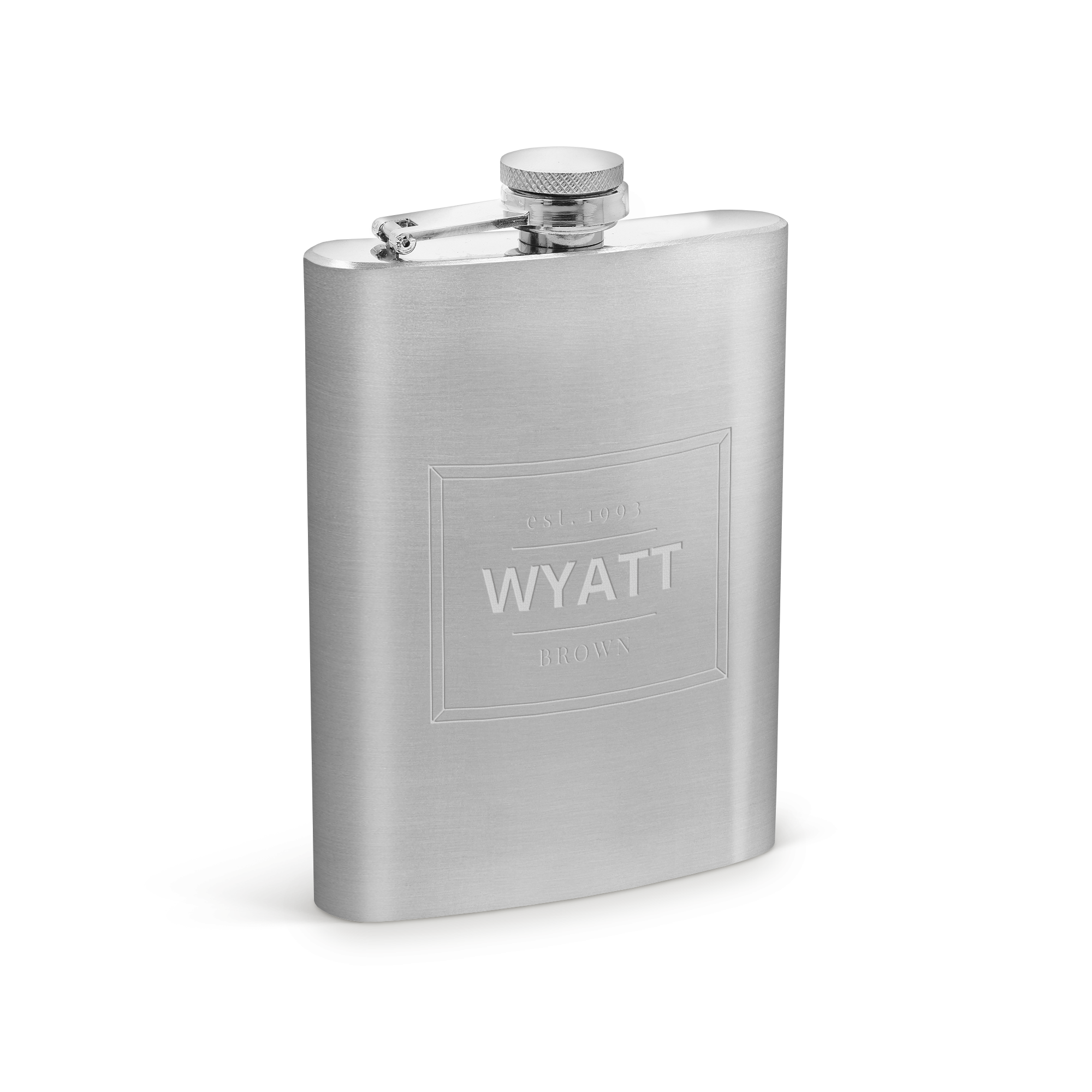 Engraved hip flask