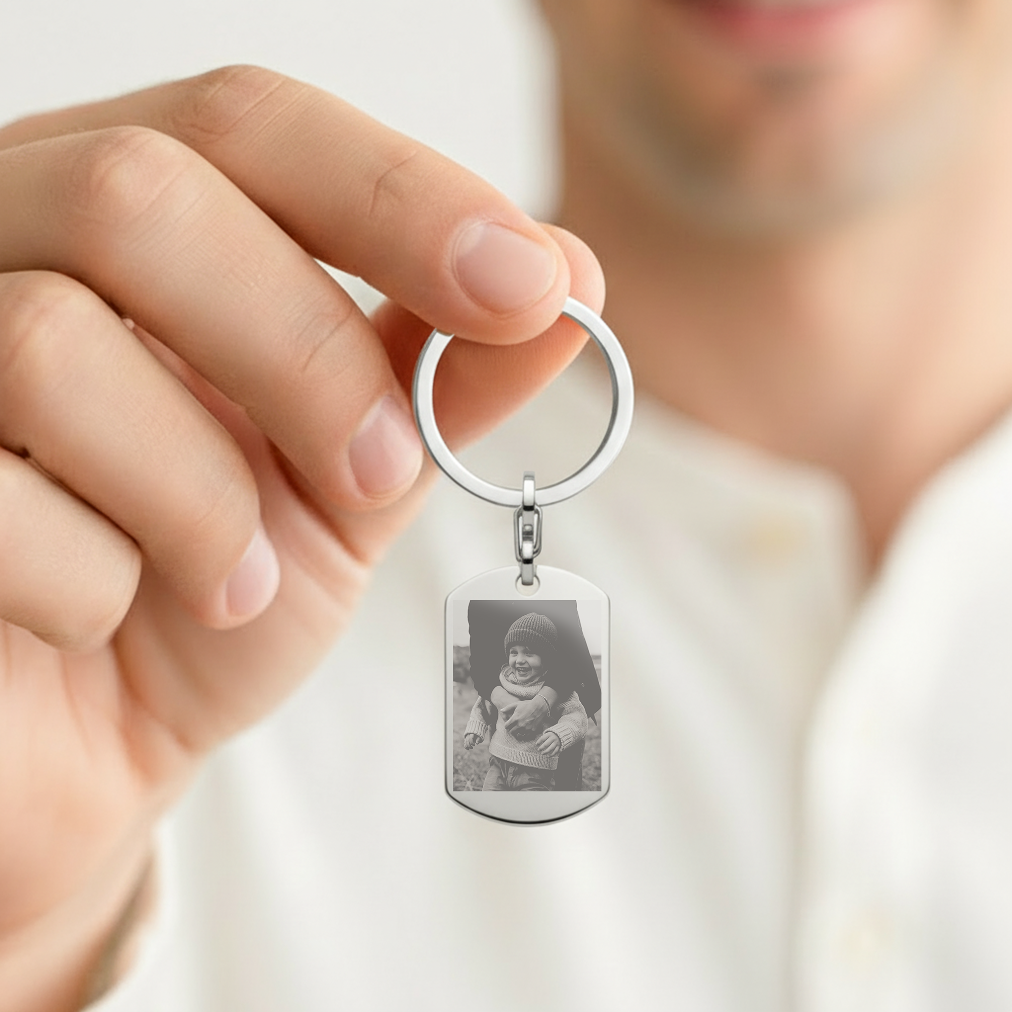 Személyre szabott fényképes kulcstartó - Dog tag - Ezüst